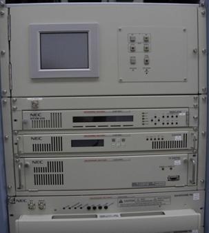 Close-view of front panel of one of the digital transmitters.
