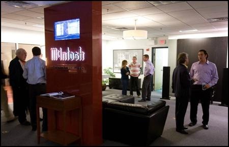 IQ Home Entertainment McIntosh event (me on the right talking to a McIntosh engineer)